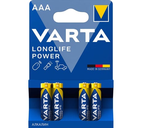 Батарейка Varta LONGLIFE POWER (HIGH ENERGY) LR03 AAA BL4 Alkaline 1.5V 04903121414