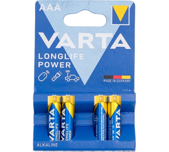Батарейка Varta LONGLIFE POWER (HIGH ENERGY) LR03 AAA BL4 Alkaline 1.5V 04903121414