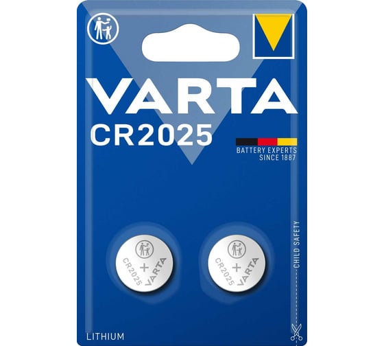 Батарейка Varta ELECTRONICS CR2025 BL2 Lithium 3V (6025) 06025101402 1