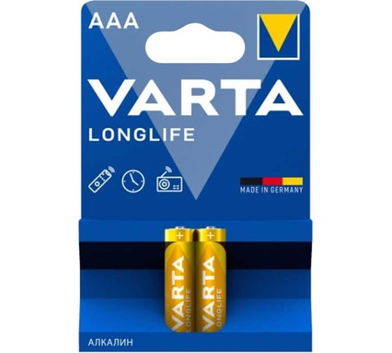 Батарейка Varta LONGLIFE LR03 AAA BL2 Alkaline 1.5V (4103) 04103101412 1