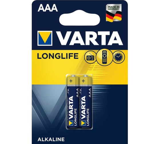 Батарейка Varta LONGLIFE LR03 AAA BL2 Alkaline 1.5V (4103) 04103101412