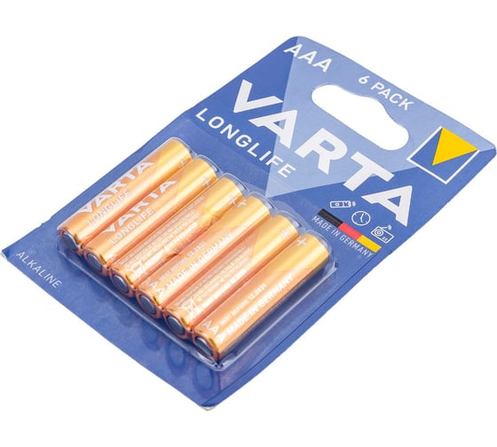 Батарейка Varta LONGLIFE LR03 AAA BL6 Alkaline 1.5V (4103) 04103101416