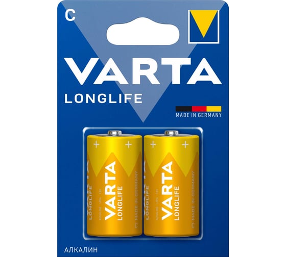Батарейка Varta LONGLIFE LR14 C BL2 Alkaline 1.5V (4114) 4114101412 RPL00174