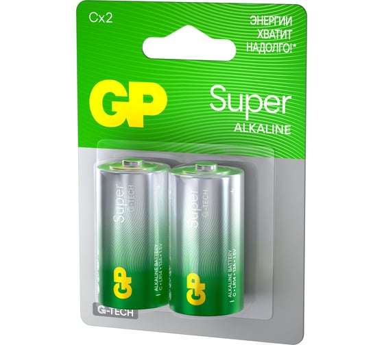 Батарейки GP C / LR14 алкалиновые щелочные Super Alkaline, набор 2 шт (14AA21-BC2) 15497419
