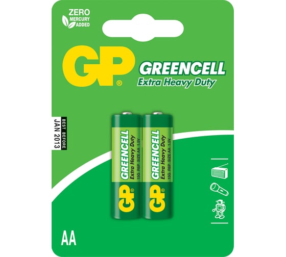 Батарейки GP АА Greencell, набор 2 шт. 15G-2CR2 15497452