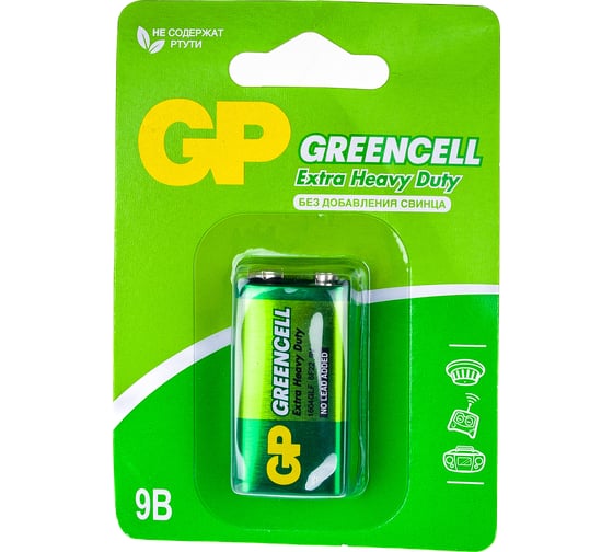 Батарейка Крона Greencell 6F22 1шт GP 1604G-BC1/1604G-CR1