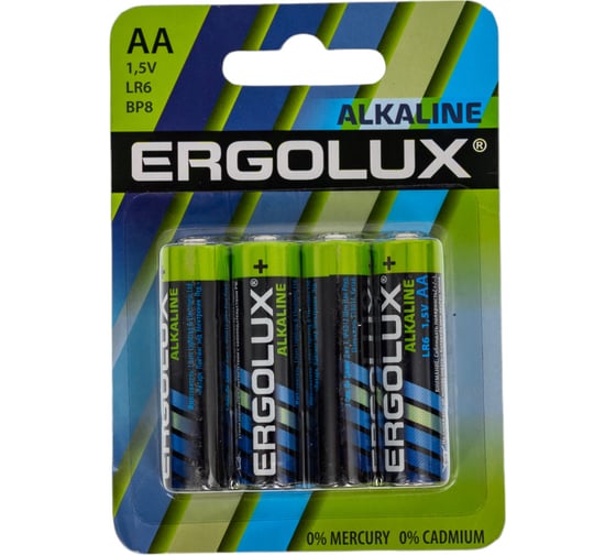 Батарейка Ergolux Alkaline BL8 LR6 (LR6 BP8, 1.5В) 14815