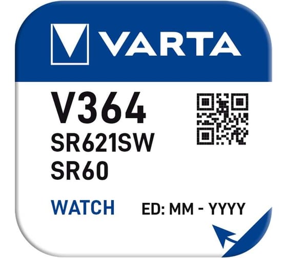 Батарейка Varta 364 (SR621SW) BL1 Silver Oxide 1.55V 00364101111 - выгодная цена, отзывы, характеристики, фото - купить в Москве и РФ