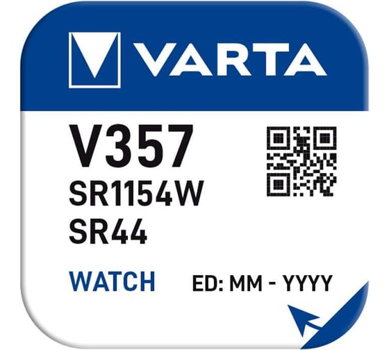 Батарейка Varta 357 (SR44W) BL1 Silver Oxide 1.55V 00357101111 1