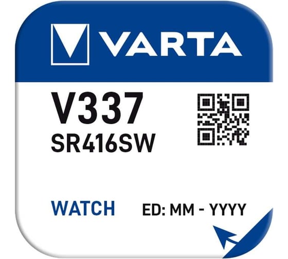 Батарейка Varta 337 (SR416SW) BL1 Silver Oxide 1.55V 00337101111 1