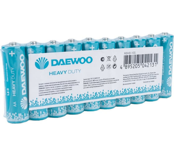 Батарейка Солевой элемент питания DAEWOO AA/R6 1.5В Heavy Duty Shrink-10 (уп.10шт) 5042131