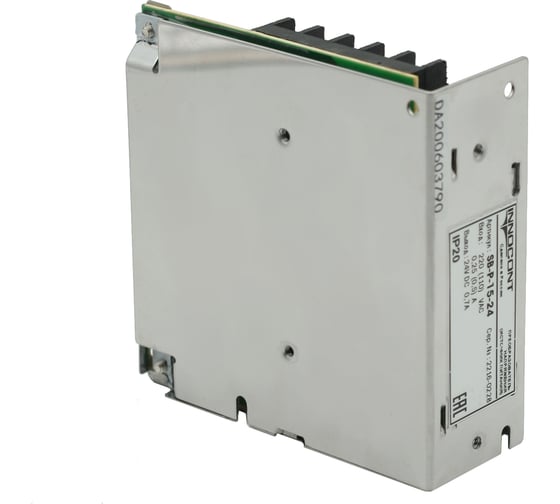 Блок питания INNOCONT -10 +50С, IP20, вход: 220VAC, 0.25А, выход: 15W, 24VDC, 0.7A, типы защиты: КЗ, перегрузка, перенапряжение SB-P-15-24