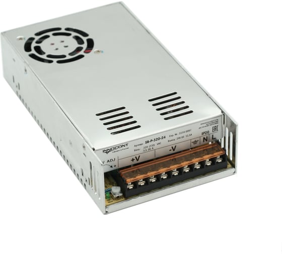 Блок питания INNOCONT -10 +50С, IP20, вход: 220VAC, 3.5А, выход: 300W, 24VDC, 12.5A, типы защиты: КЗ, перегрузка, перенапряжение SB-P-320-24