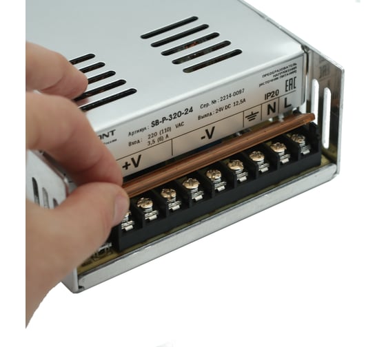 Блок питания INNOCONT -10 +50С, IP20, вход: 220VAC, 3.5А, выход: 300W, 24VDC, 12.5A, типы защиты: КЗ, перегрузка, перенапряжение SB-P-320-24