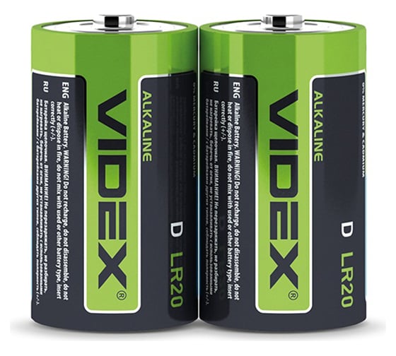 Элементы питания Videx упаковка 12шт lr20/d 2pcs shrink VID-LR20-2S-12pc