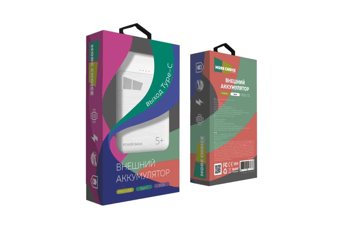 Внешний аккумулятор More Choice 5000mAh 2USB 2.1A PB33-05w White ...