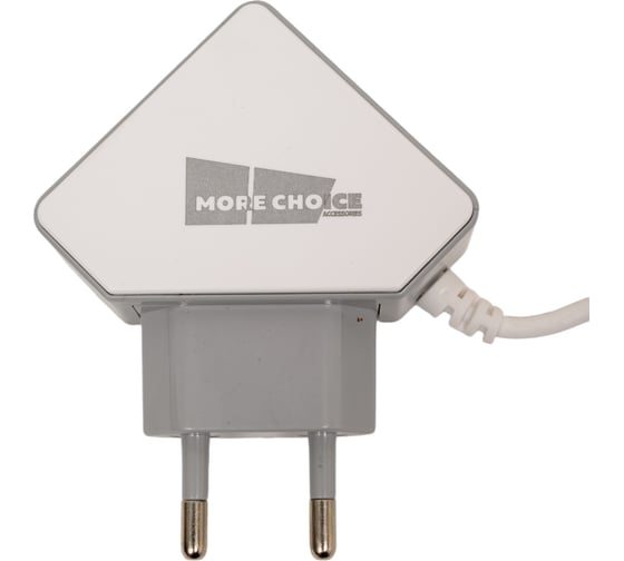 СЗУ More Choice 2USB 1.5A для micro USB со встроенным кабелем NC42m White Grey