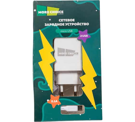 СЗУ More Choice 2USB 2.1A для micro USB NC24m White