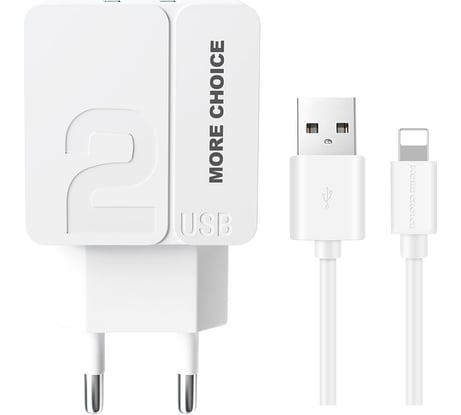 СЗУ More Choice 2USB 2.4A для Lightning 8-pin 1м NC46i Black