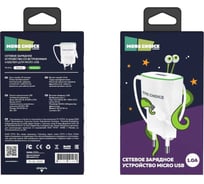 СЗУ More Choice 1USB 1.0A для кнопочных телефонов micro USB со встроенным кабелем NC40m White Green