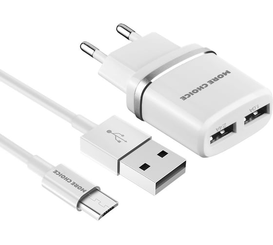 СЗУ More Choice 2USB 2.4A для micro USB NC22m White 1