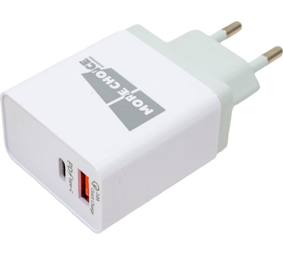 СЗУ More Choice Smart 2USB 3.0А PD 20W+QC3.0 быстрая зарядка для Type-C Type-C NC71Sa White