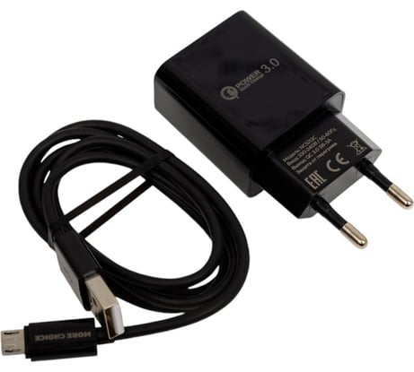 СЗУ More Choice 1USB 3.0A QC3.0 для micro USB быстрая зарядка NC52QCm Black