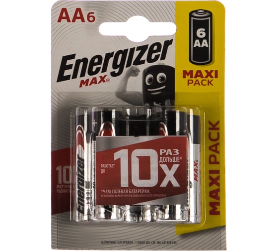 Щелочная батарейка LR6 AA MAX 1.5В бл/6 ENERGIZER 7638900410792