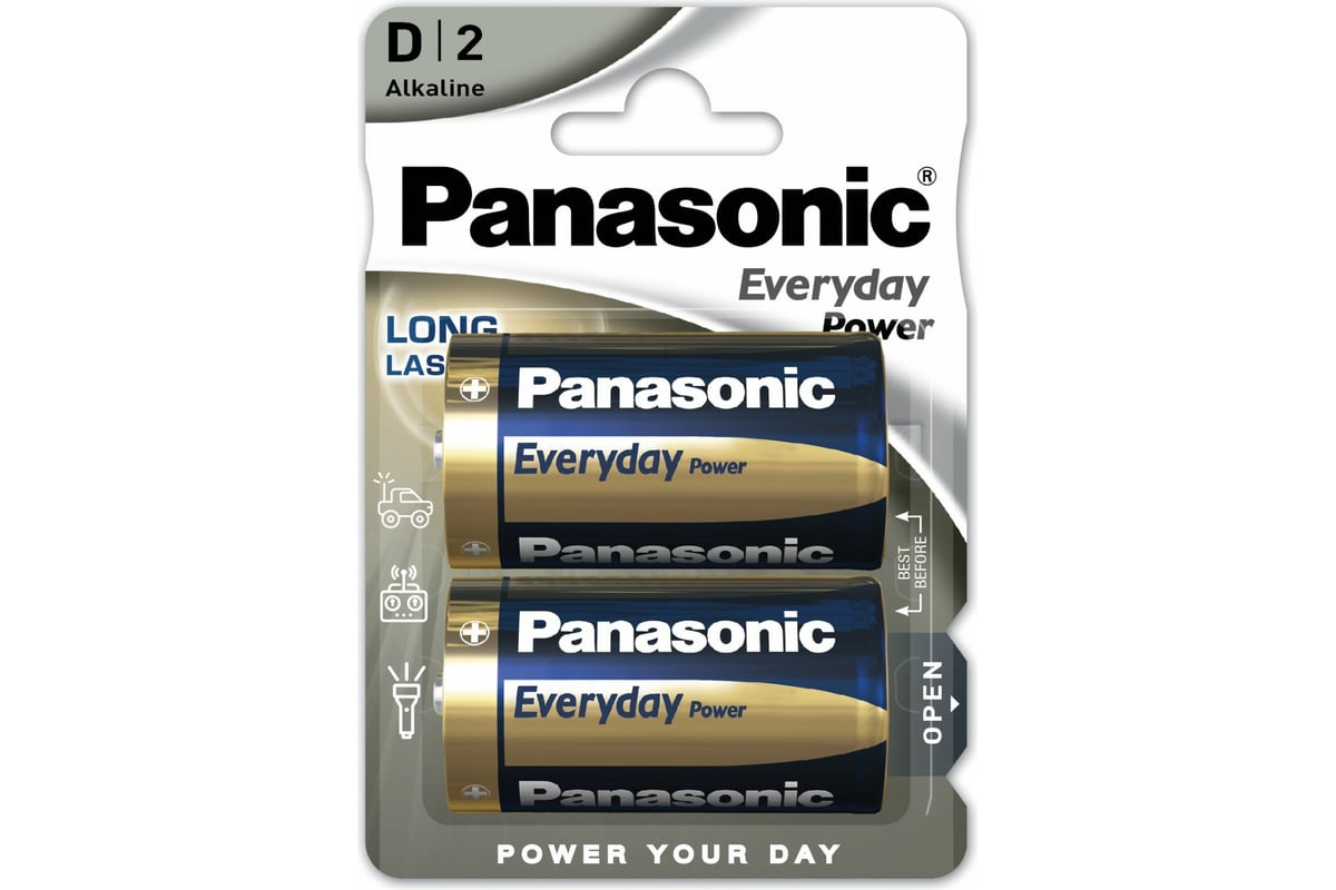 Щелочная батарейка LR20 D Everyday Power Standard 1.5В бл/2 Panasonic  5410853024668 - выгодная цена, отзывы, характеристики, фото - купить в  Москве и РФ