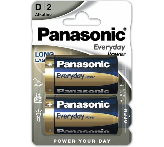 Щелочная батарейка LR20 D Everyday Power Standard 1.5В бл/2 Panasonic 5410853024668