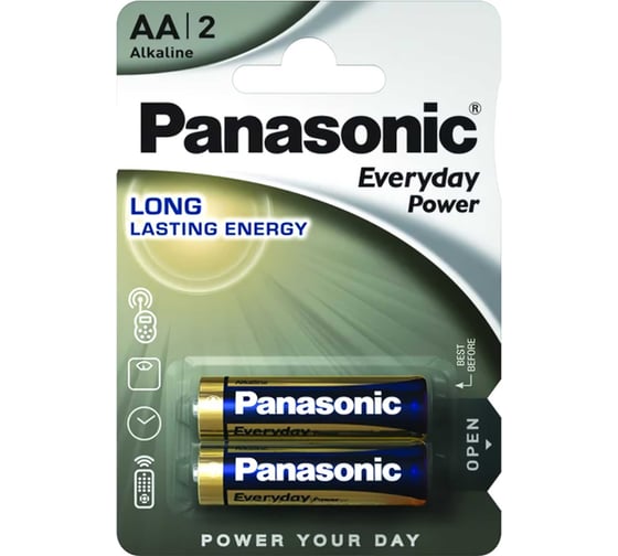 Щелочная батарейка LR6 AA Everyday Power 1.5В бл/2 Panasonic 5410853024705