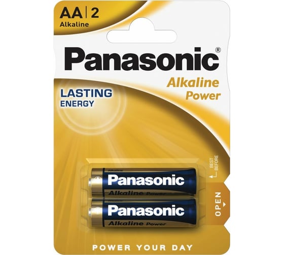 Щелочная батарейка LR6 AA Alkaline 1.5В бл/2 Panasonic 5410853042259