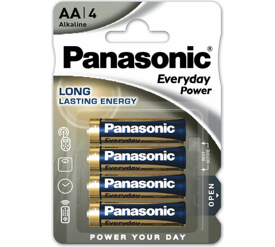 Щелочная батарейка LR6 AA Everyday Power 1.5В бл/4 Panasonic 5410853024712