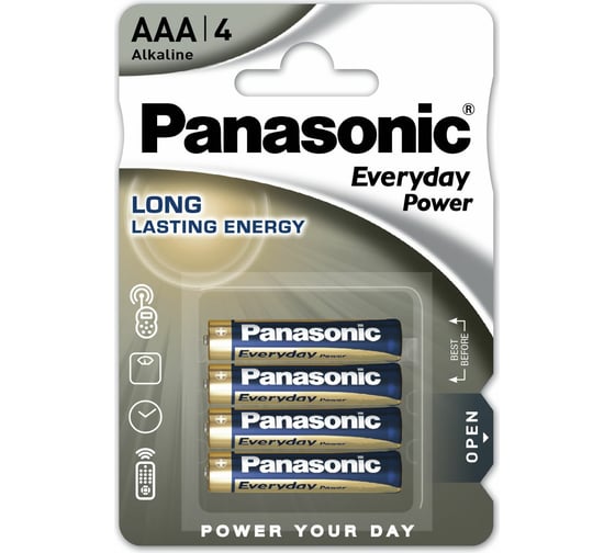 Щелочная батарейка LR03 AAA Everyday Power 1.5В бл/4 Panasonic 5410853024767
