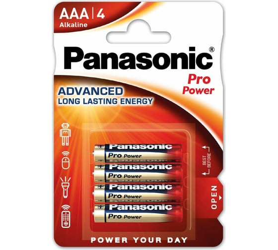 Щелочная батарейка LR03 AAA Pro Power 1.5В бл/4 Panasonic 5410853024286 1