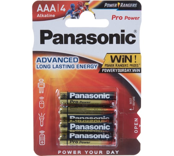 Щелочная батарейка LR03 AAA Pro Power 1.5В бл/4 Panasonic 5410853024286