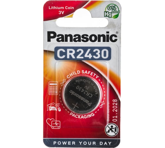 Дисковая литиевая батарейка CR2430 3В бл/1 Panasonic 5410853012313