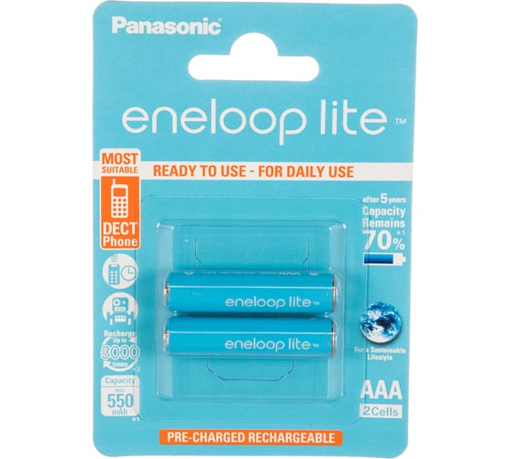 Аккумулятор R03 AAA eneloop lite Ni-MH 550mAh предзаряженный бл/2 Panasonic 5410853052753 1
