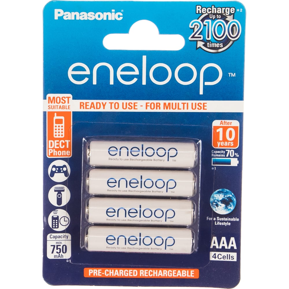 Аккумулятор R03 Aaa Eneloop Ni Mh 750mah предзаряженный бл 4 Panasonic