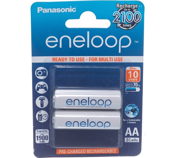 Аккумулятор R6 AA eneloop Ni-MH 1900mAh предзаряженный бл/2 Panasonic 5410853052623