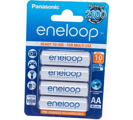 Аккумулятор R6 AA eneloop Ni-MH 1900mAh предзаряженный бл/4 Panasonic 5410853052630
