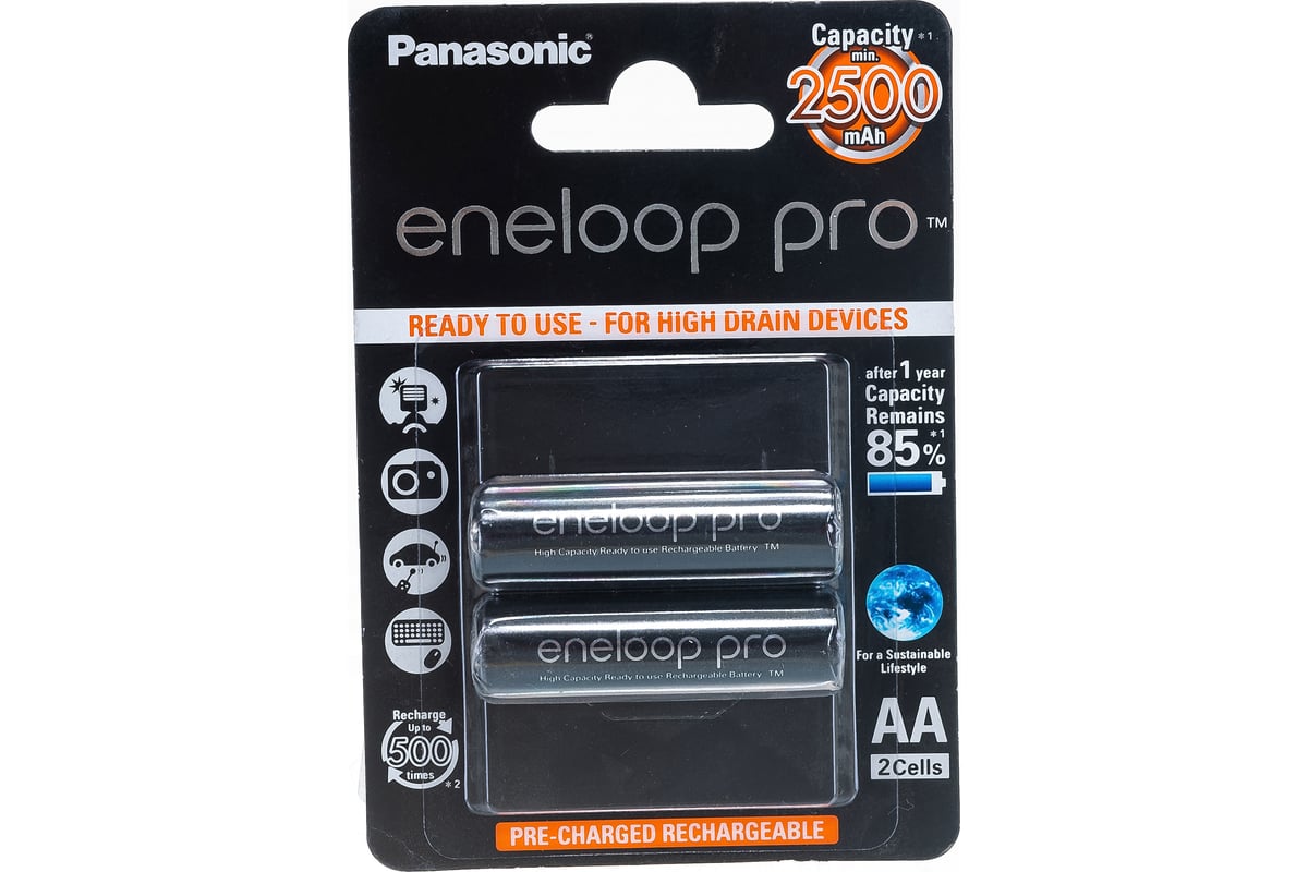 Аккумулятор R6 AA eneloop Pro Ni-MH 2500mAh предзаряженный бл/2 Panasonic  5410853057178