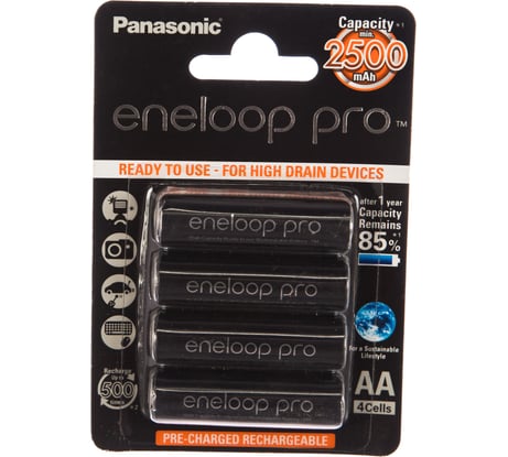 Аккумулятор R6 AA eneloop Pro Ni-MH 2500mAh предзаряженный бл/4 Panasonic 5410853052579