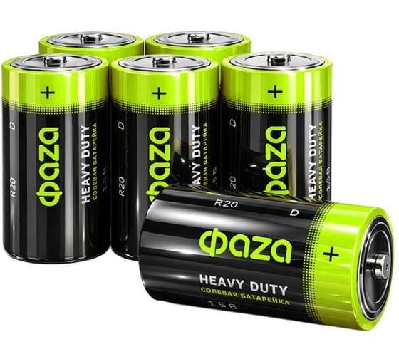 Элемент питания ФАZА солевой D/R20 1.5В Heavy Duty Pack-6 (уп.6шт) 5042353