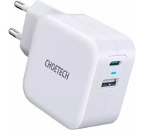 Сетевое зарядное устройство Choetech USB-C + USB-A QC3.0, 38ВТ, цвет белый PD5002-EU PD5002-EU-WH