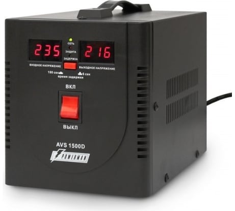 Стабилизатор напряжения Powerman 1ф 1,5 кВА AVS 1500 D Black 6028663