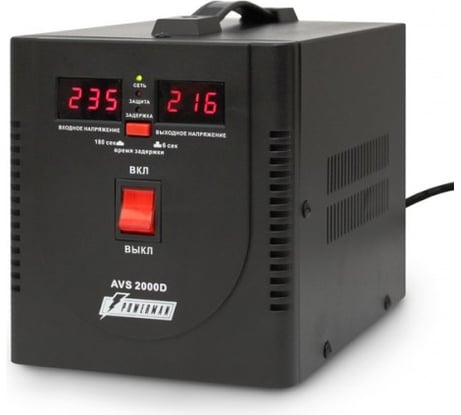 Стабилизатор напряжения Powerman 1ф 2 кВА AVS 2000 D Black 6028664