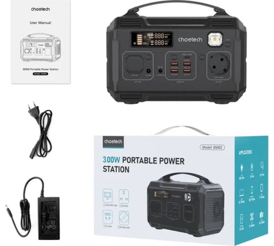 Портативная электростанция Choetech 300Вт Power Bank 83200 мАч BS002-V2 BS002-V2-EU-BK