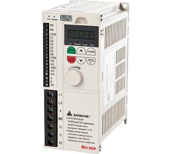 Преобразователь частоты Веспер E4-8400-S1L 0,75кВт 220В, со съемным пультом VSP5970