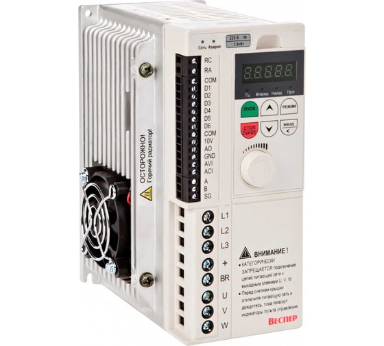 Преобразователь частоты Веспер E4-8400-S2L 1,5кВт 220В, со съемным пультом VSP5971 1
